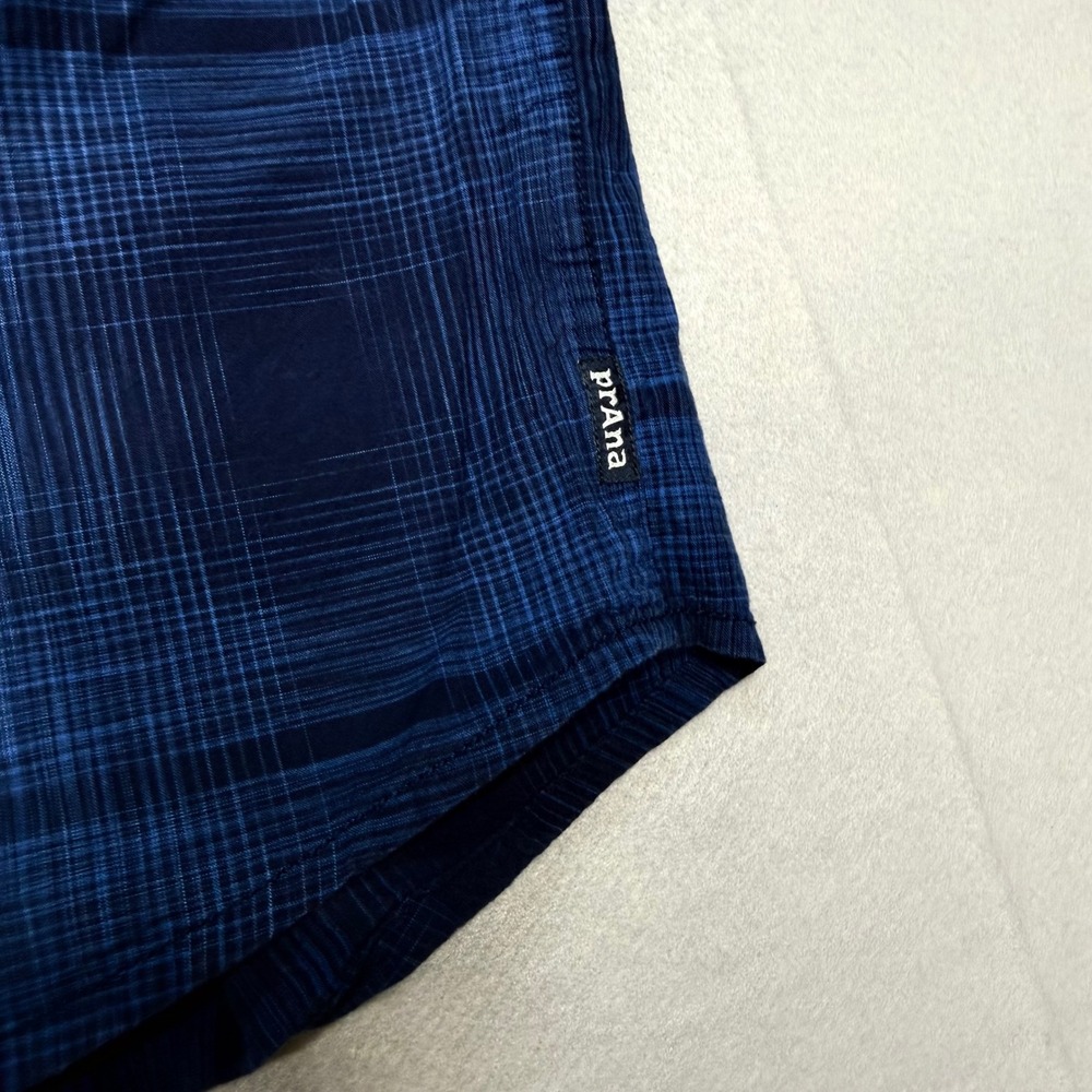 Prana Breathe Lukas Mens XL Blue Plaid Short Sleeve Button Down Casual Outdoor - Picture 13 of 14